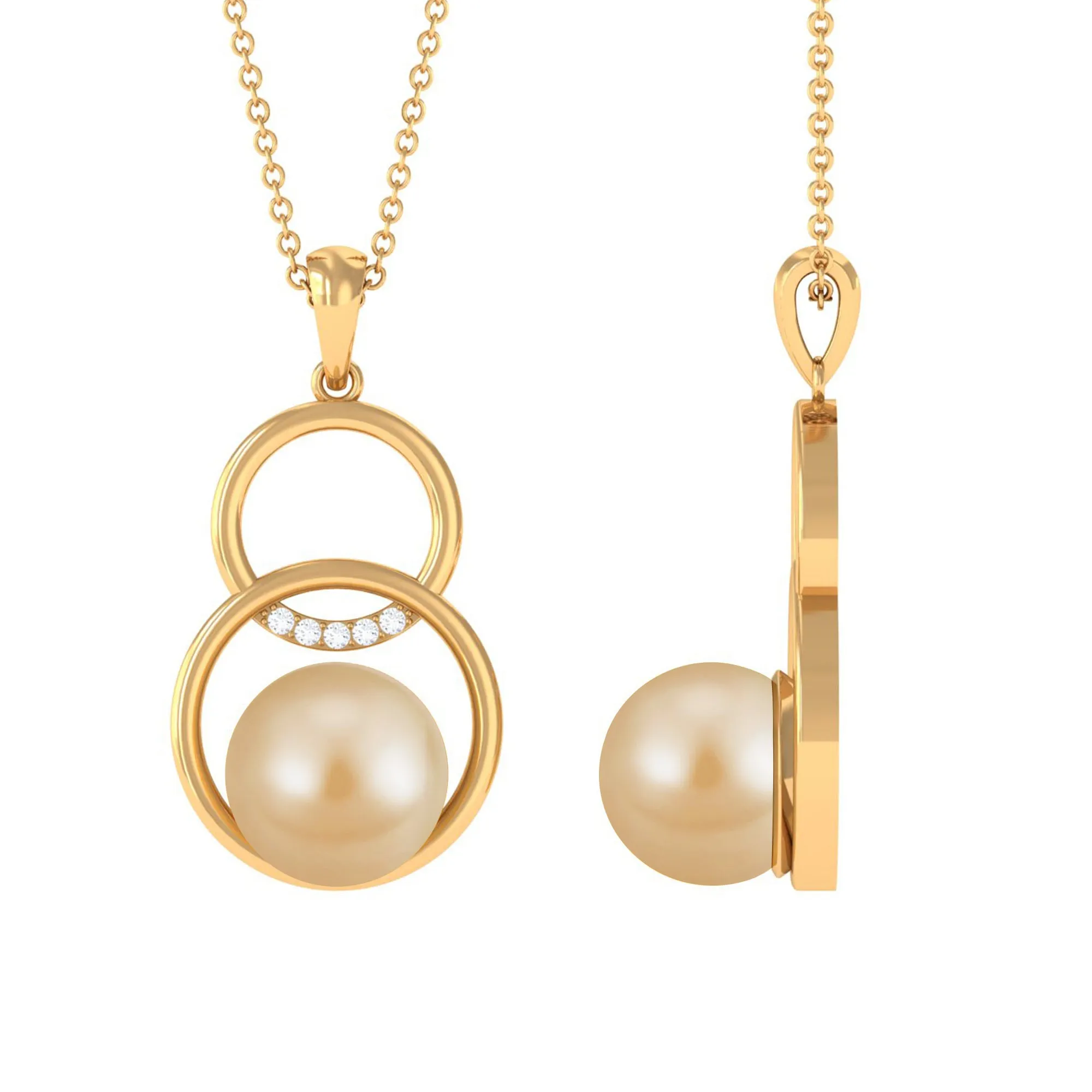 South Sea Pearl and Diamond Open Circle Drop Pendant