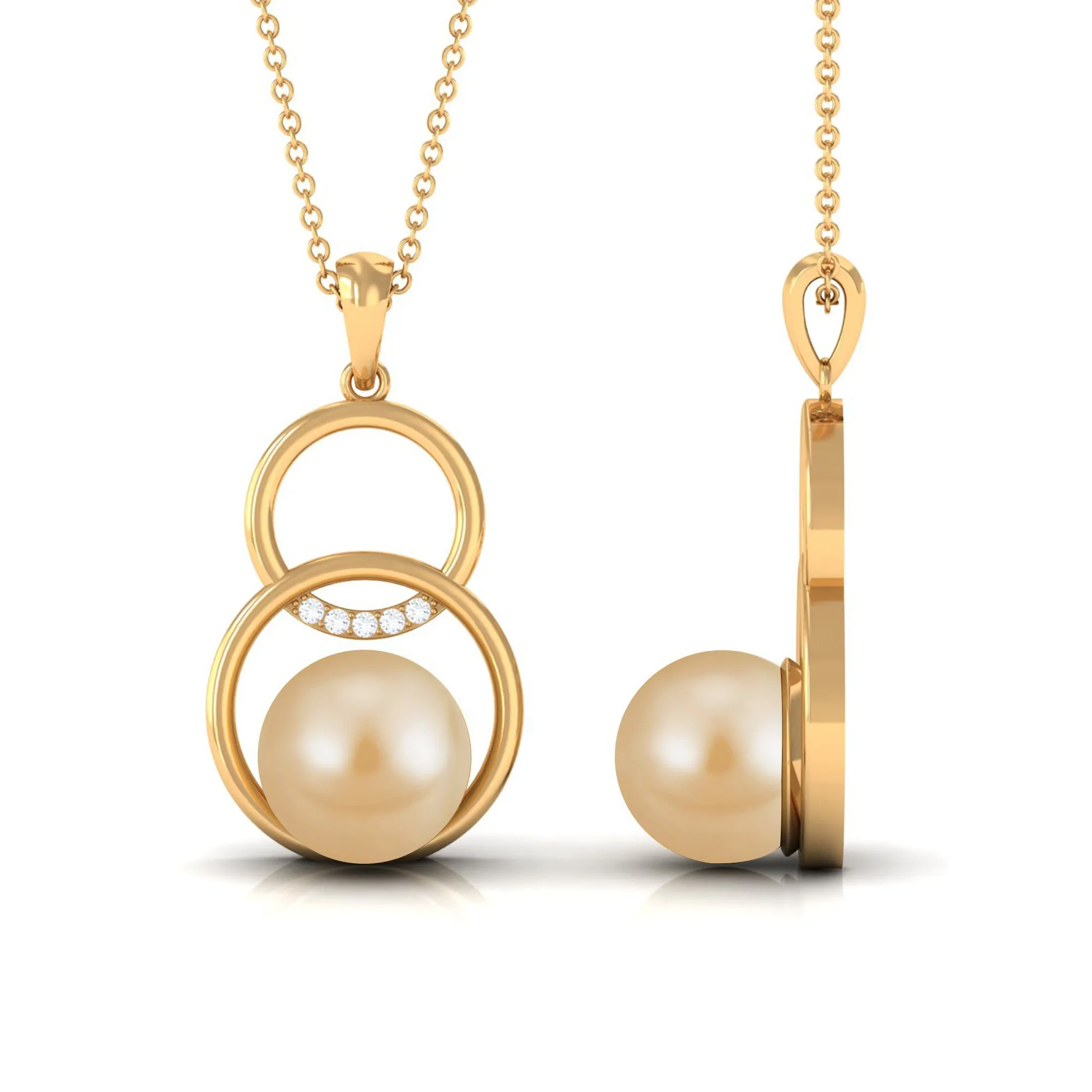South Sea Pearl and Diamond Open Circle Drop Pendant
