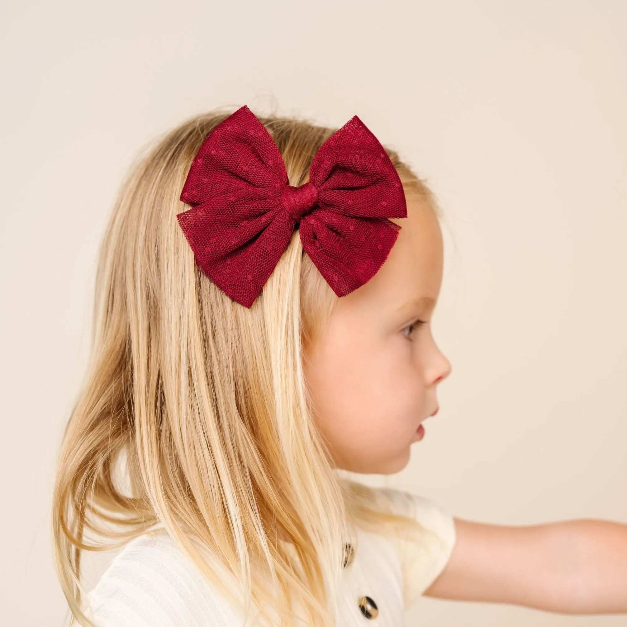 Tulle Bow - Red Dot Clip